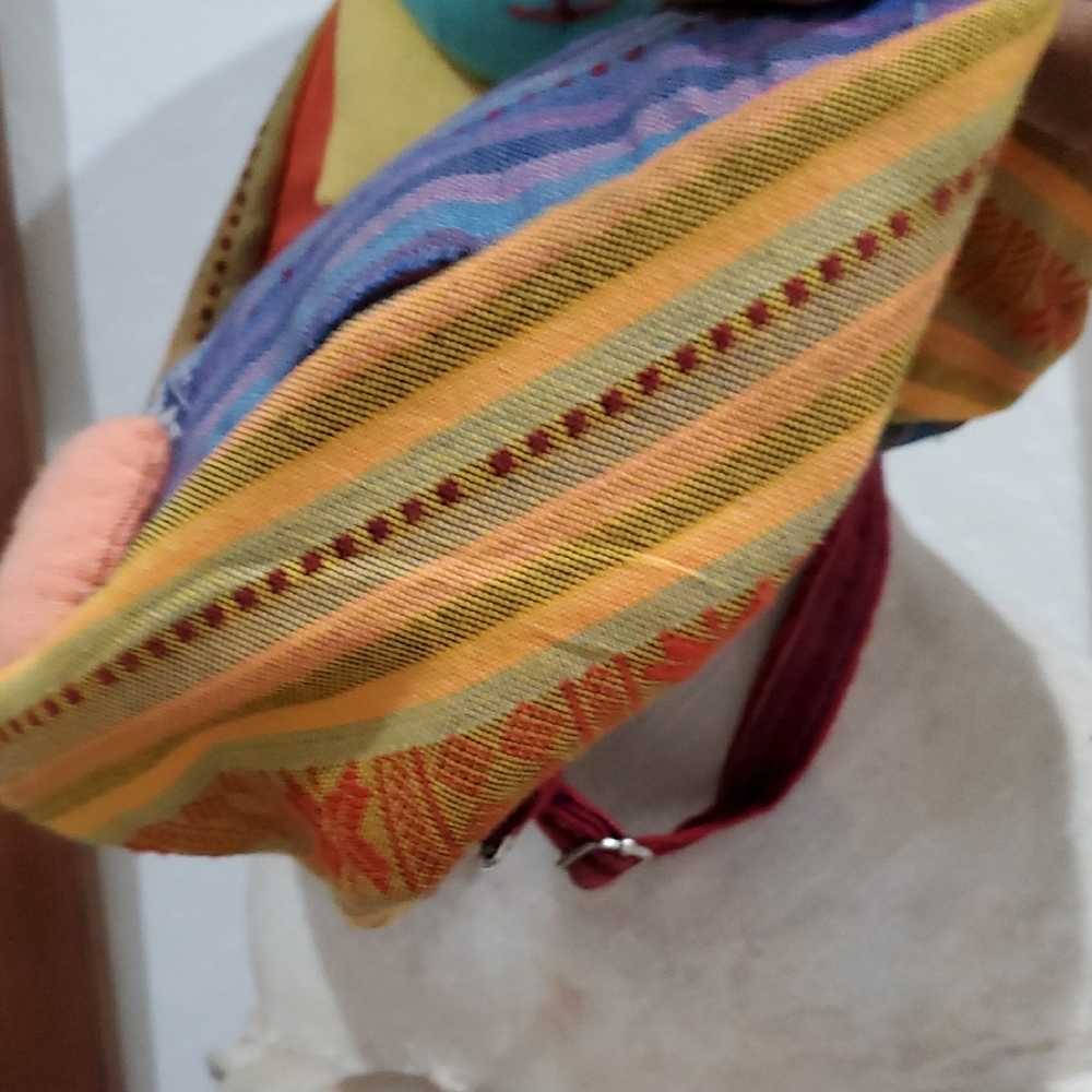 Colorful Bunny Rabbit Backpack Artisan Handmade Sustainable Mission Rafi Nova - Picture 8 of 15